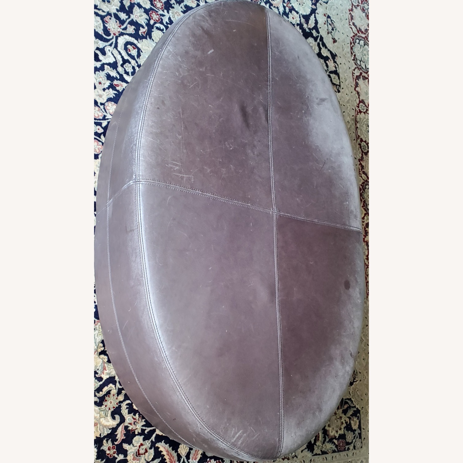 Thomasville 2003 Oval Leather Ottoman  - image-2