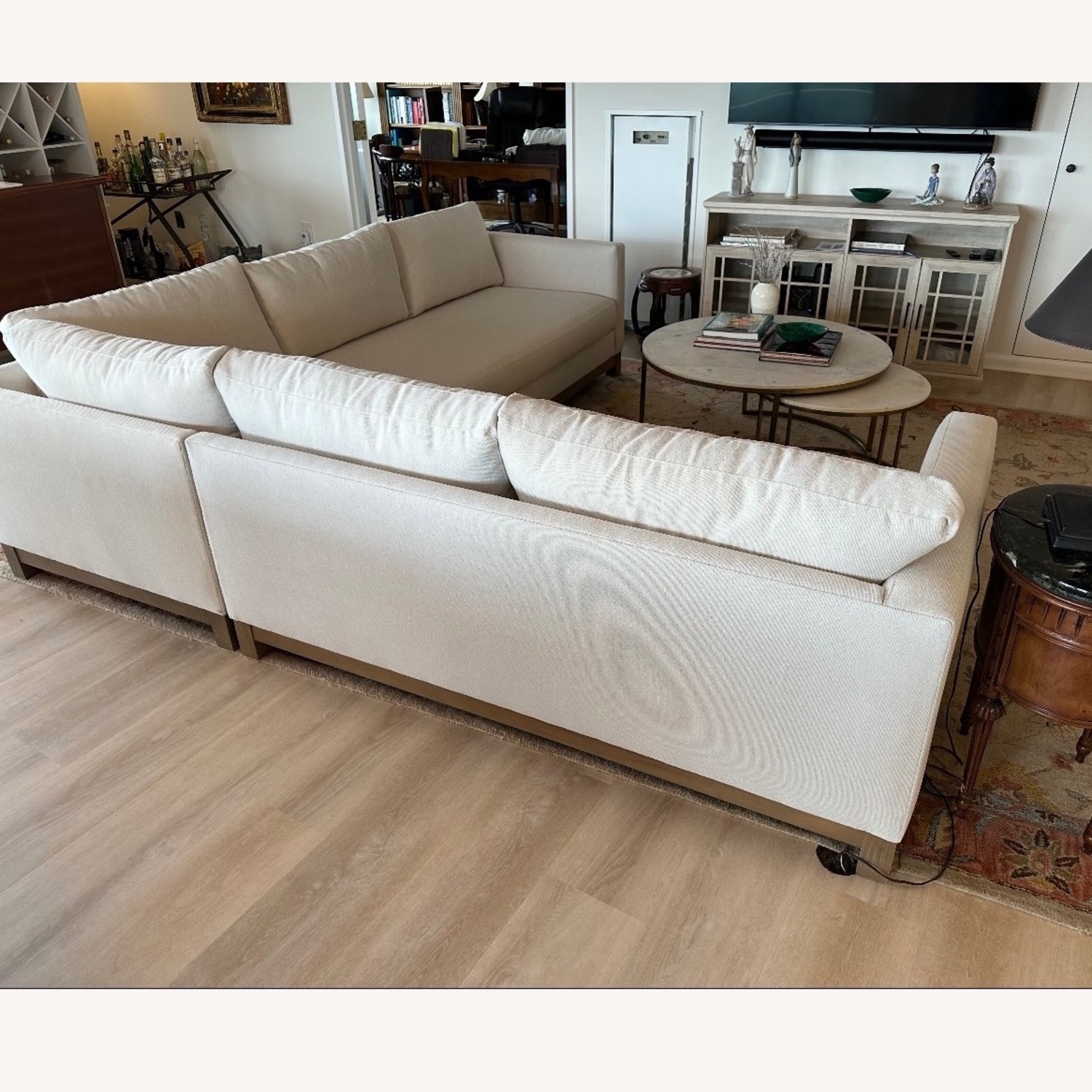 Pottery Barn Jake Seadrift Wood Base 3-Piece L- Shaped Sectional (110") - image-4