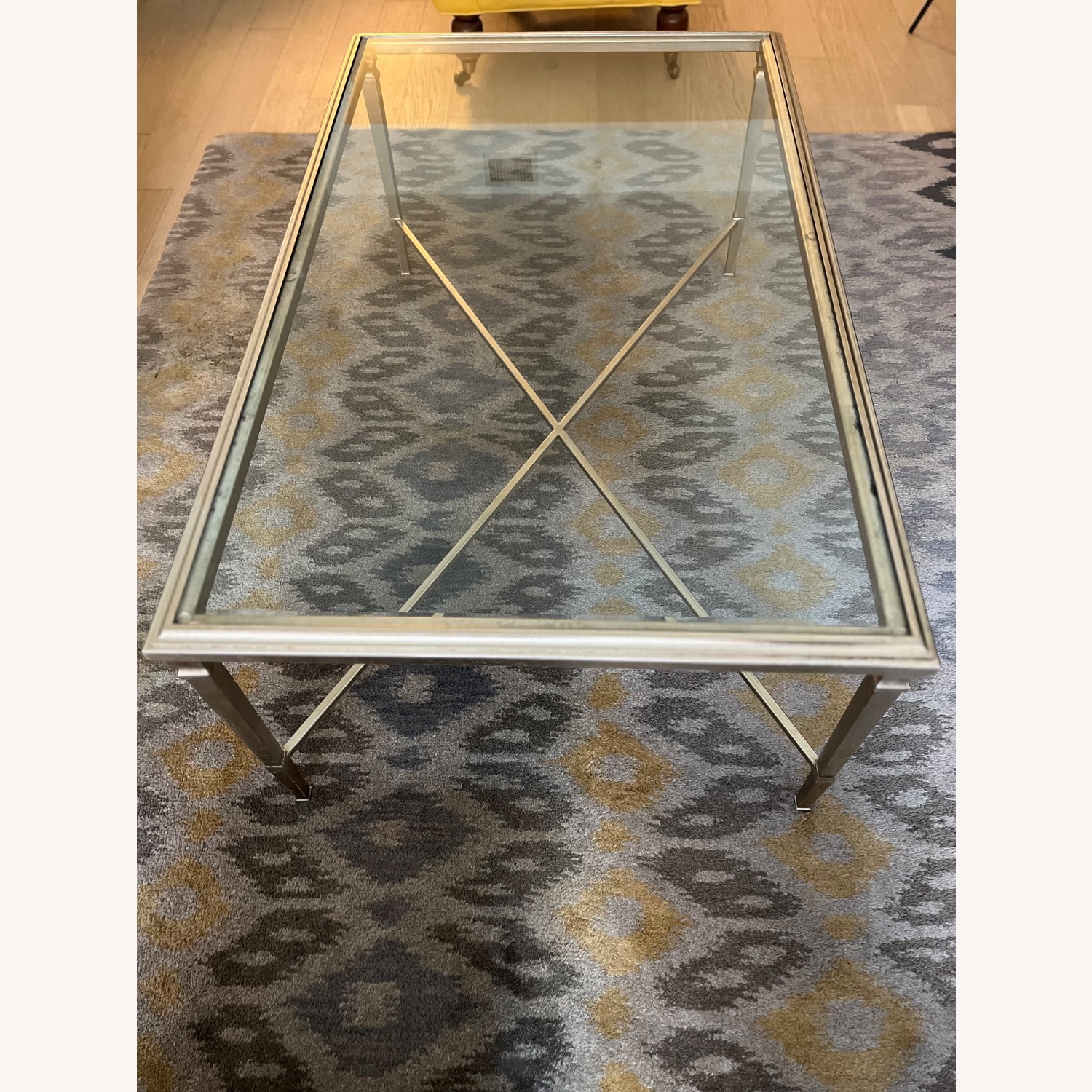 Ethan Allen Silver Steel and Glass Coffee Table - image-2