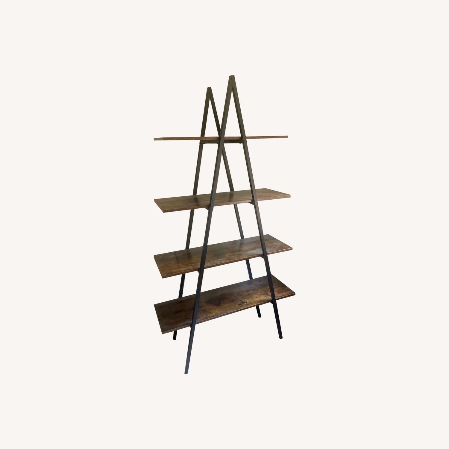 Dark Brown Triangle Bookcase - image-0