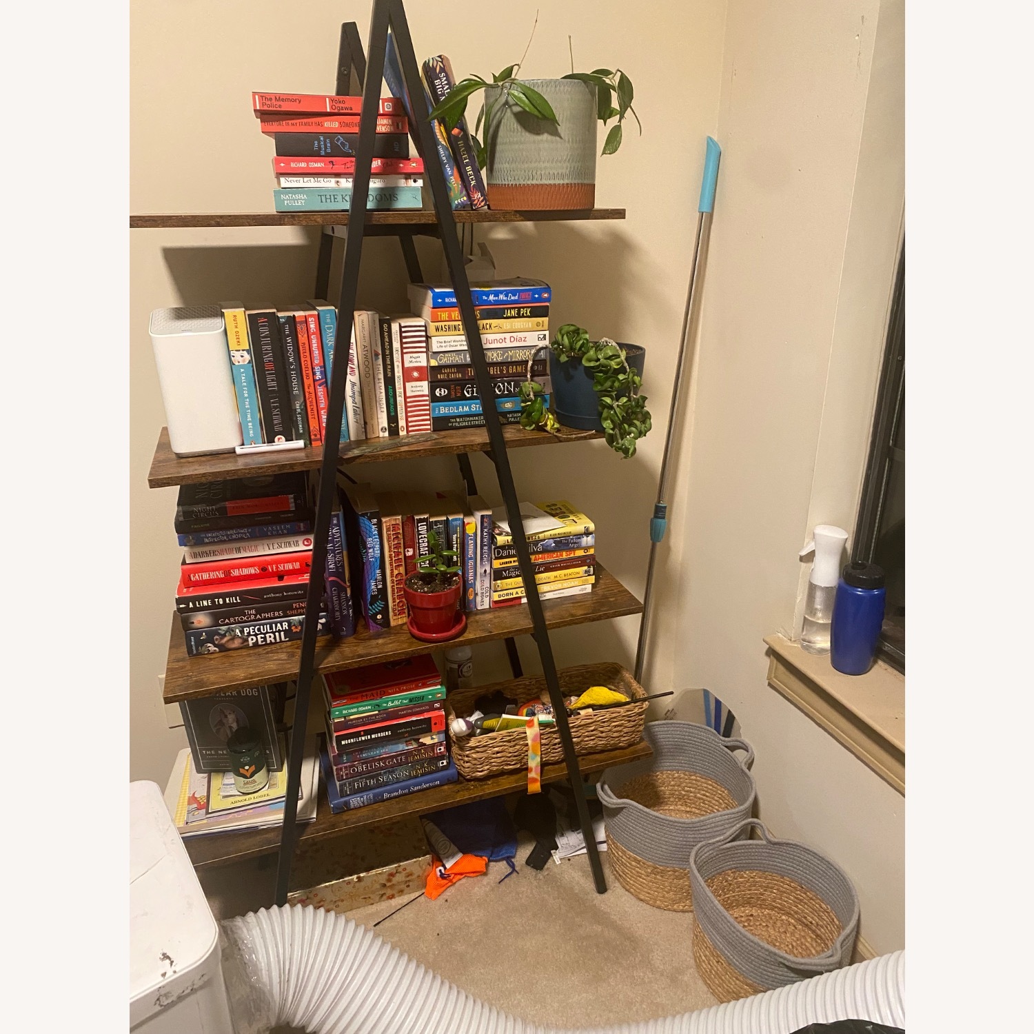 Dark Brown Triangle Bookcase - image-4