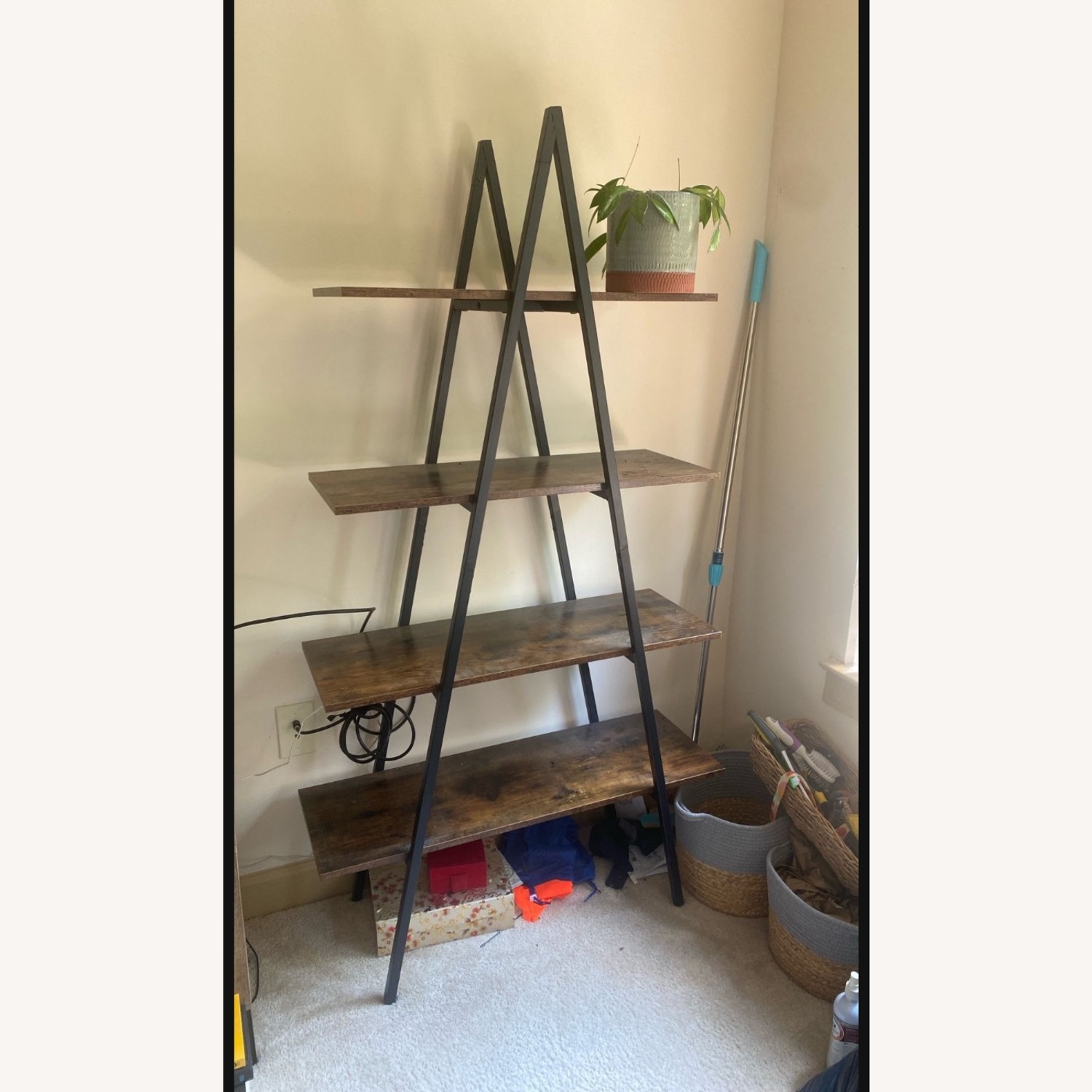 Dark Brown Triangle Bookcase - image-1