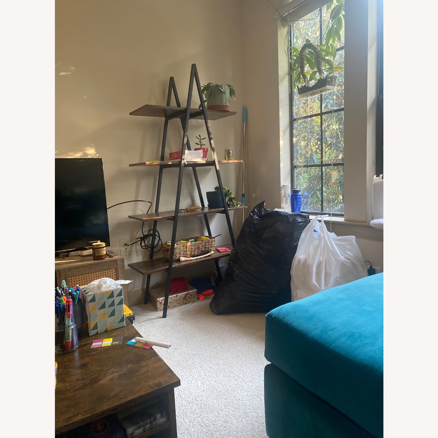 Dark Brown Triangle Bookcase - image-3