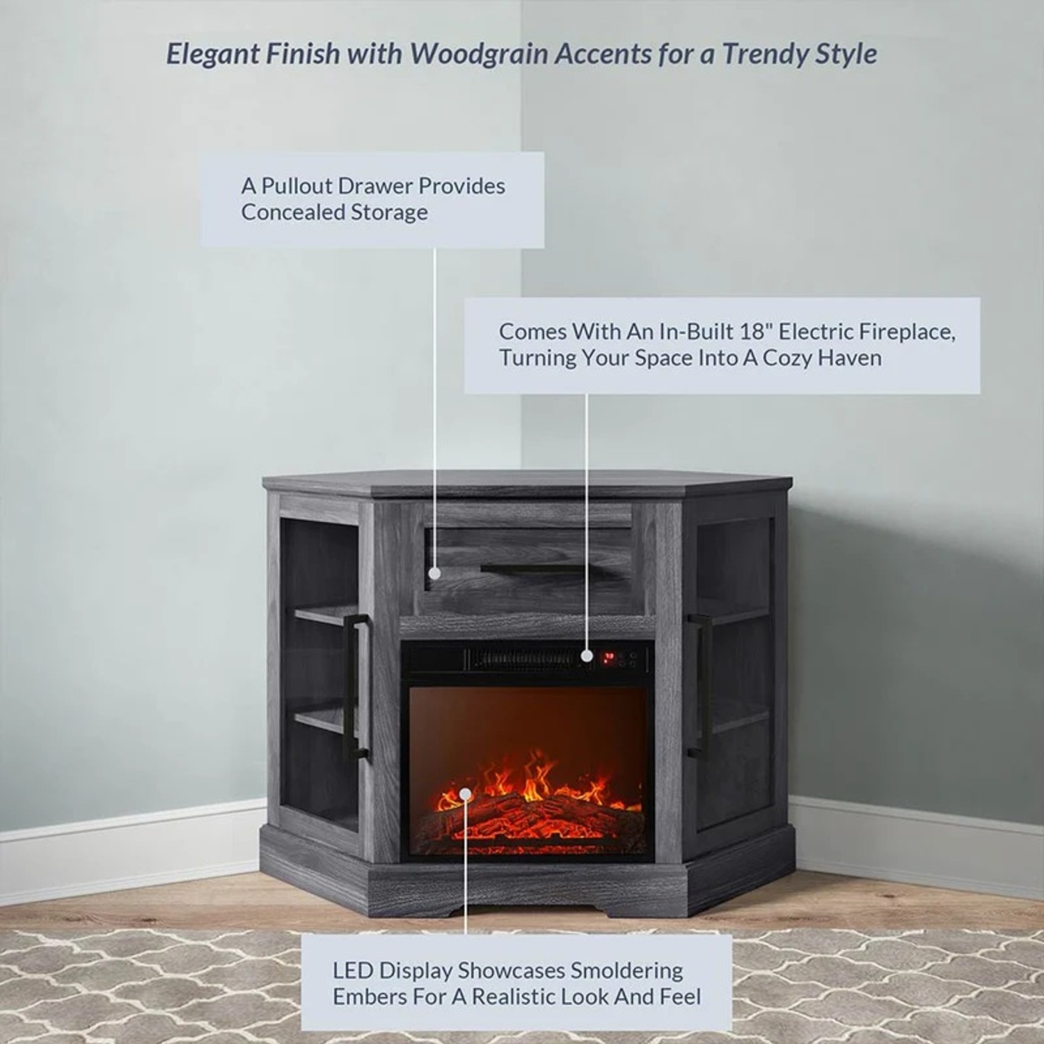 Corner Fireplace TV Stand - image-2