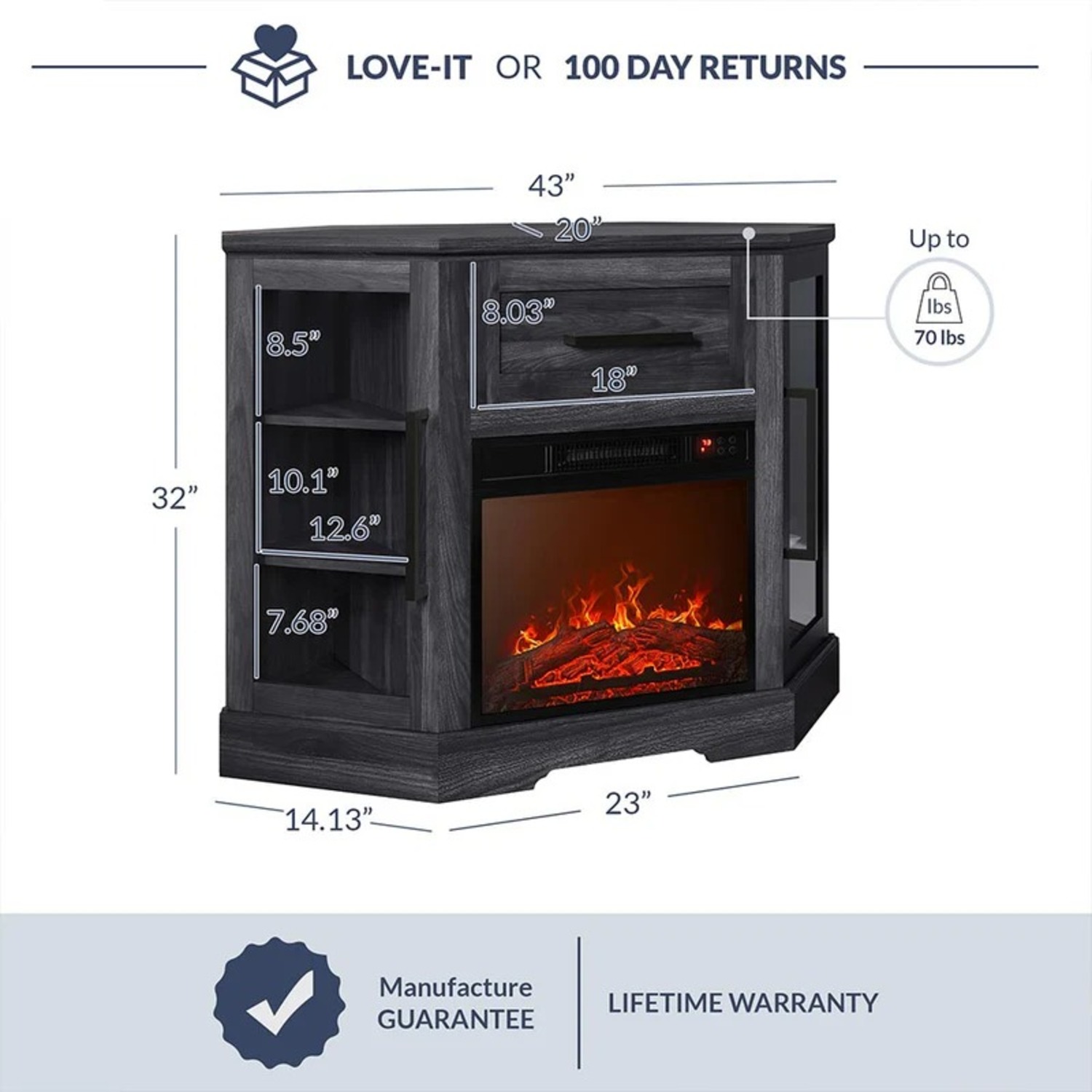 Corner Fireplace TV Stand - image-3