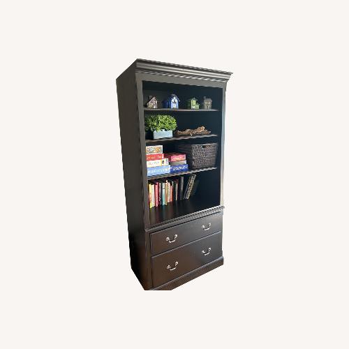 Used Black Distressed Walter E Smithe Bookcase for sale on AptDeco