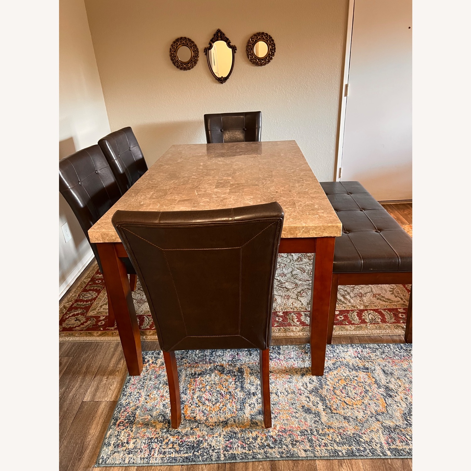 Elegant Genuine Marble Dining Table Set - image-2