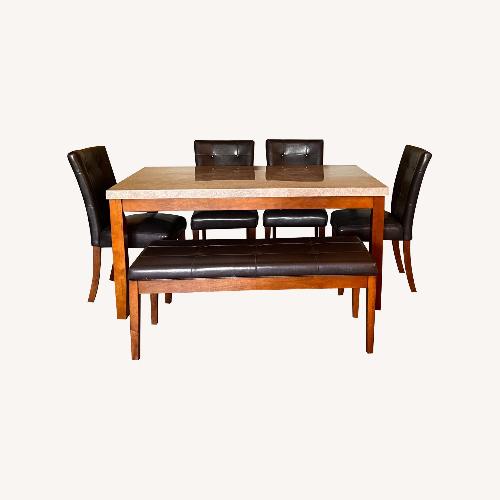 Used Elegant Genuine Marble Dining Table Set for sale on AptDeco