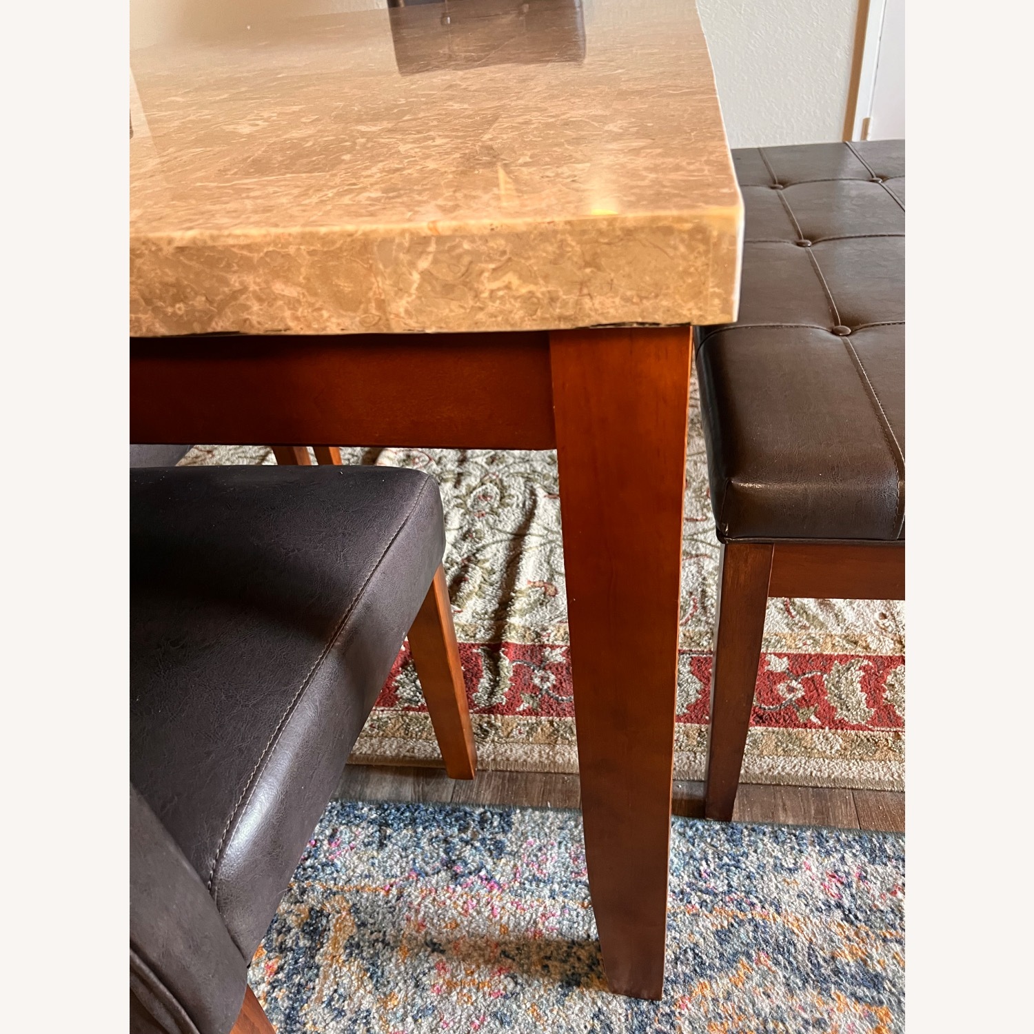 Elegant Genuine Marble Dining Table Set - image-6