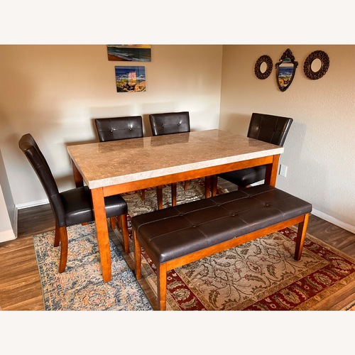 Used Elegant Genuine Marble Dining Table Set for sale on AptDeco
