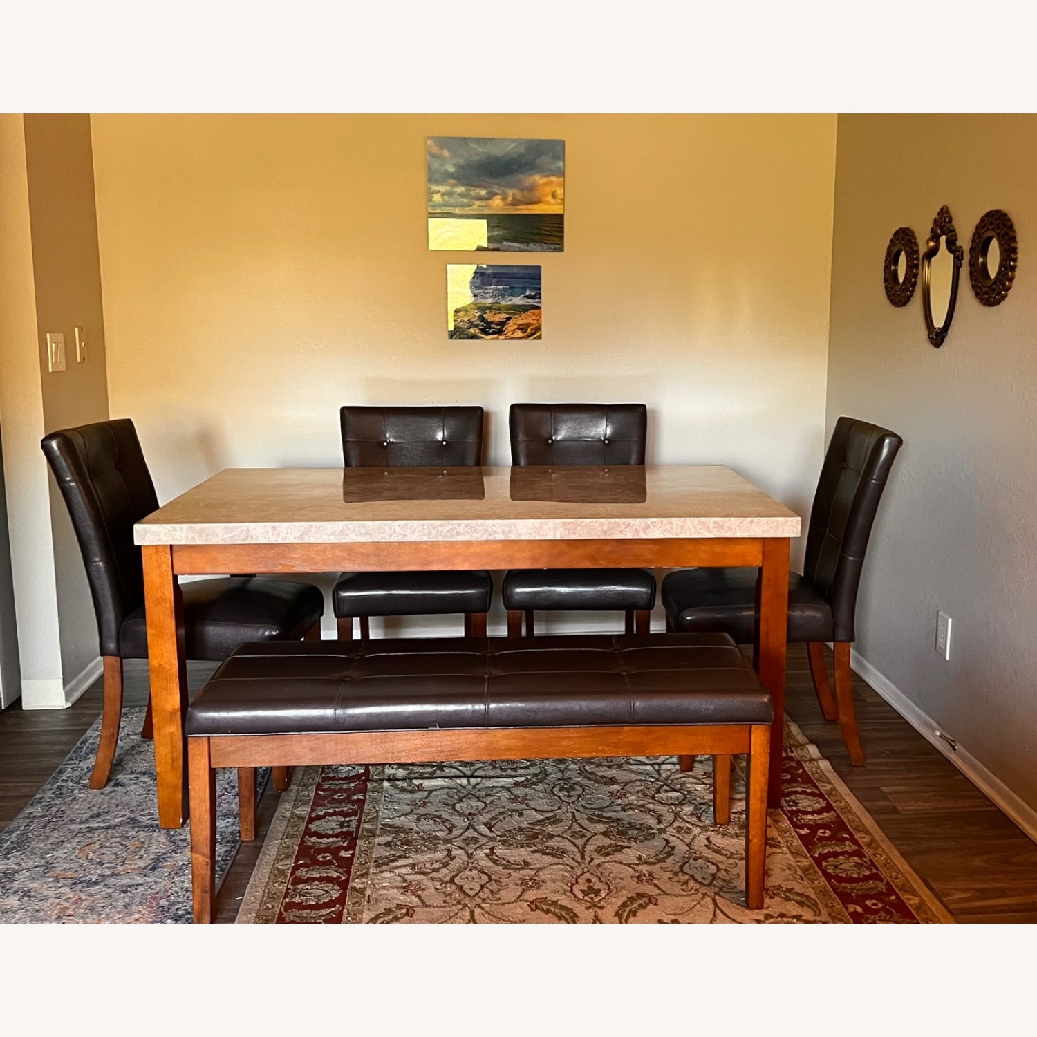 Elegant Genuine Marble Dining Table Set - image-3
