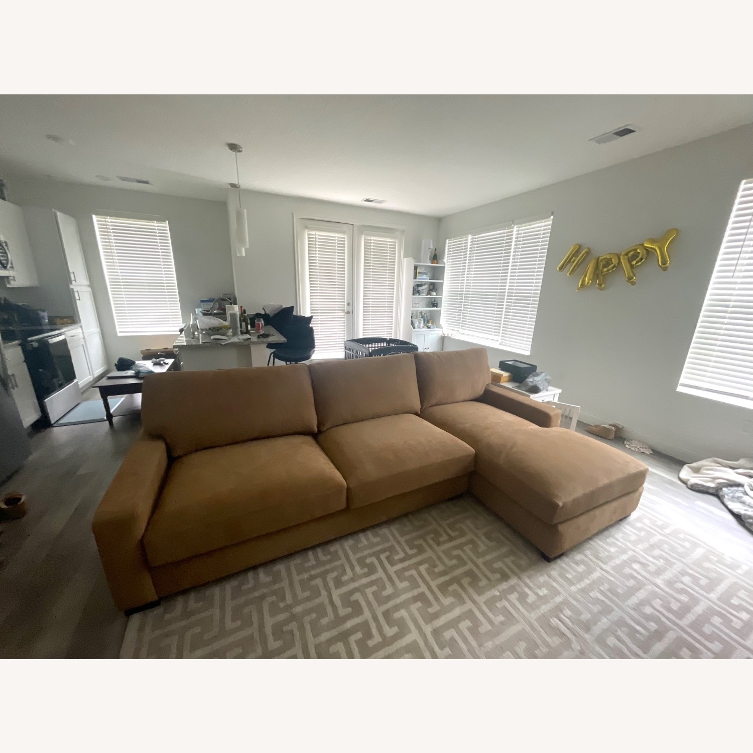 Pottery Barn Camel Leather Turner Sectional - image-7