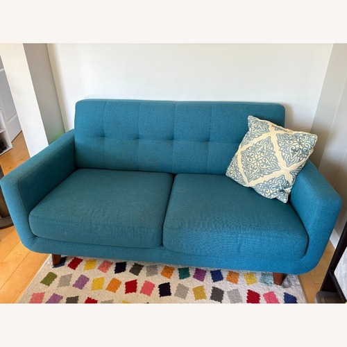 Used Living Spaces Teal Jewel-Toned Loveseat for sale on AptDeco