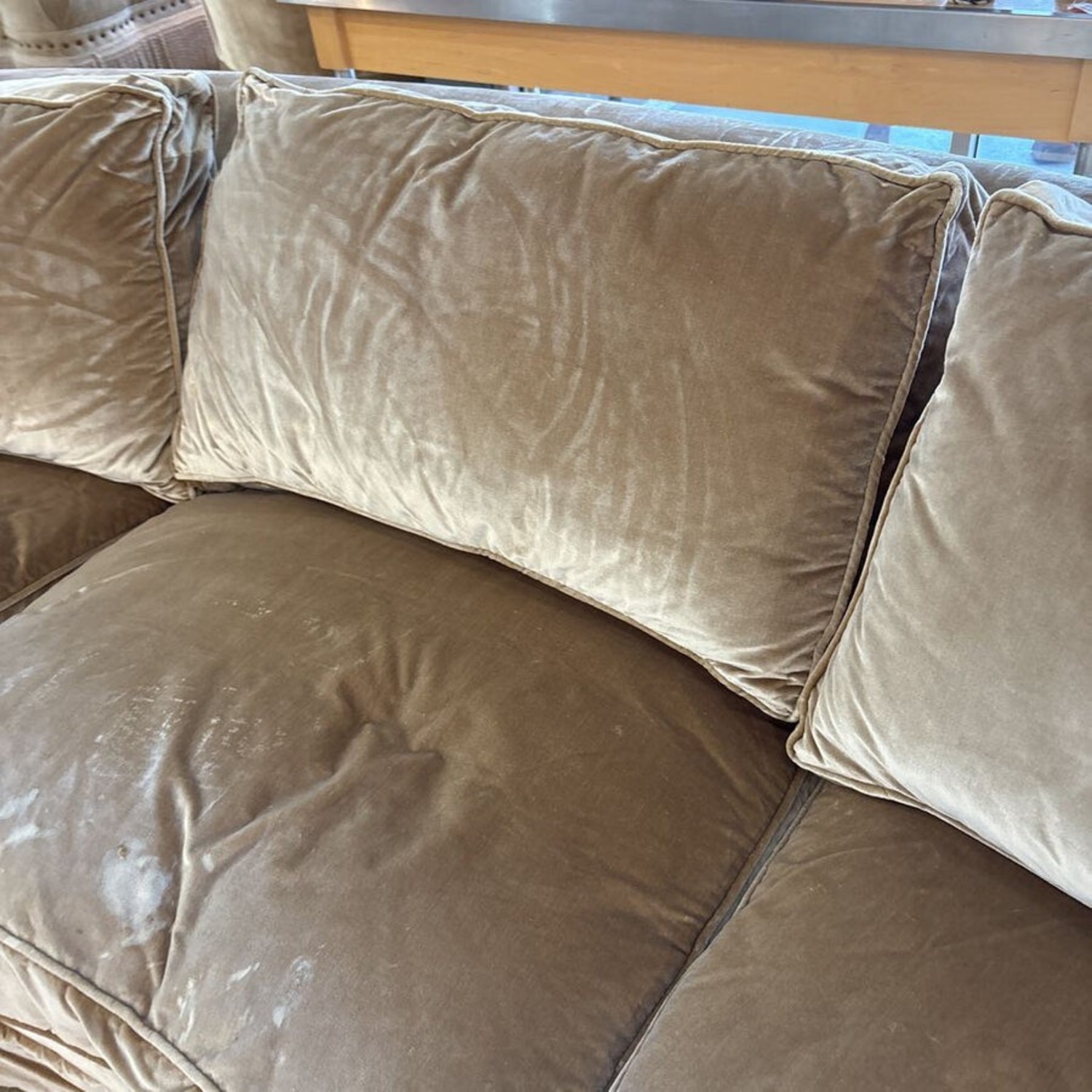 Custom Velvet Down Filled Sofa Gold - image-3