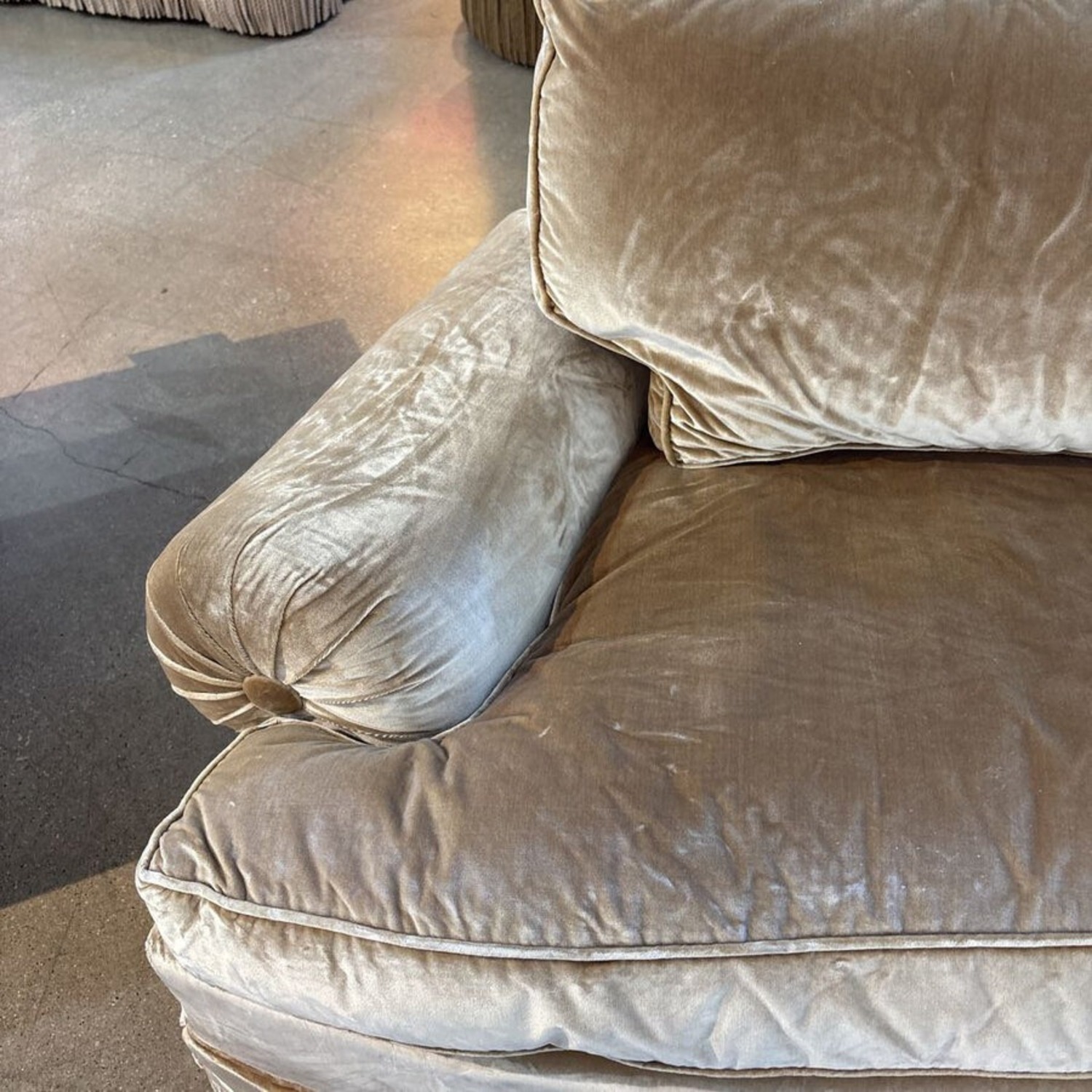 Custom Velvet Down Filled Sofa Gold - image-4