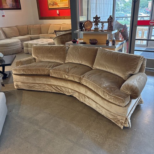 Used Custom Velvet Down Filled Sofa Gold for sale on AptDeco