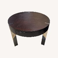Round Wood & Metal 1-Drawer Coffee Table