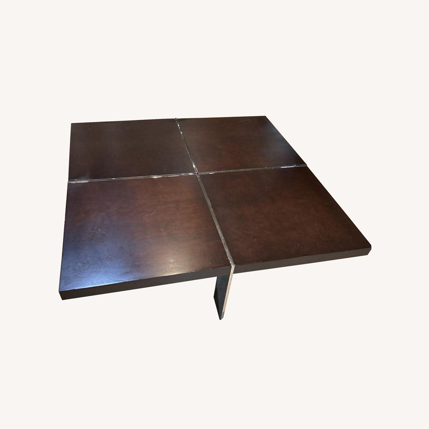 Modern Metal & Wood Square Coffee Table - image-0