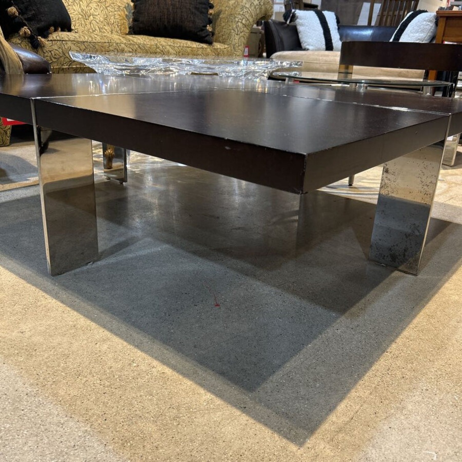 Modern Metal & Wood Square Coffee Table - image-3