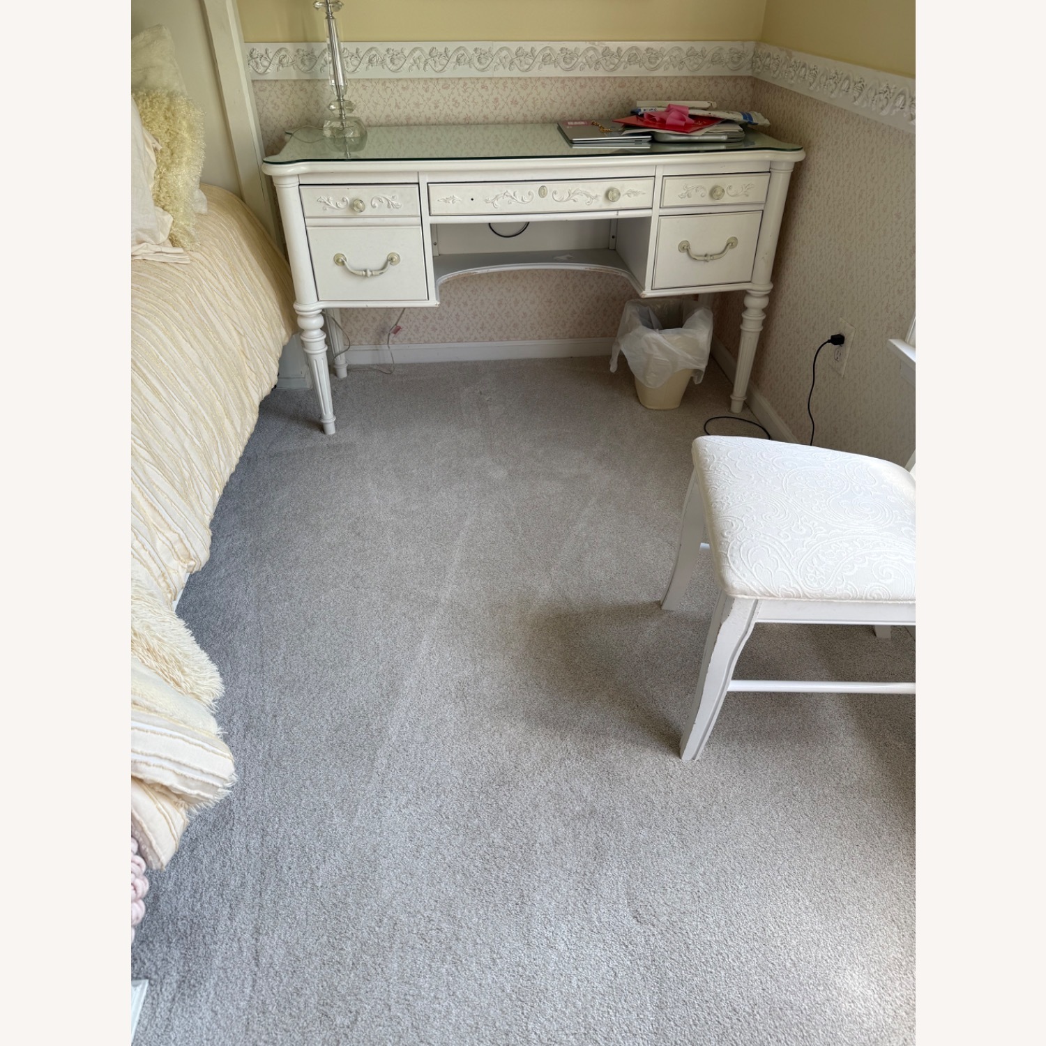 White Desk With Glass Top - image-2