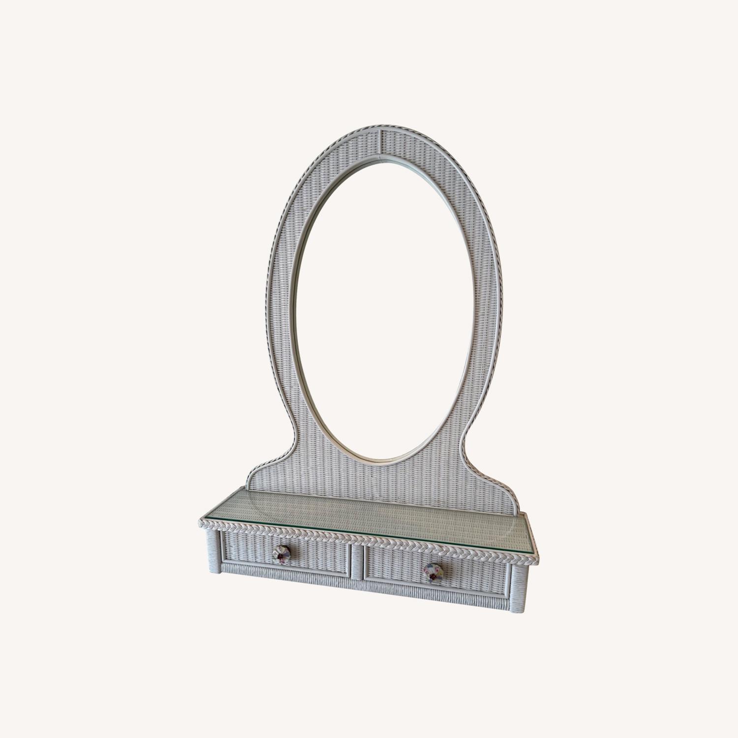 Wicker Mirror with Drawers - image-0