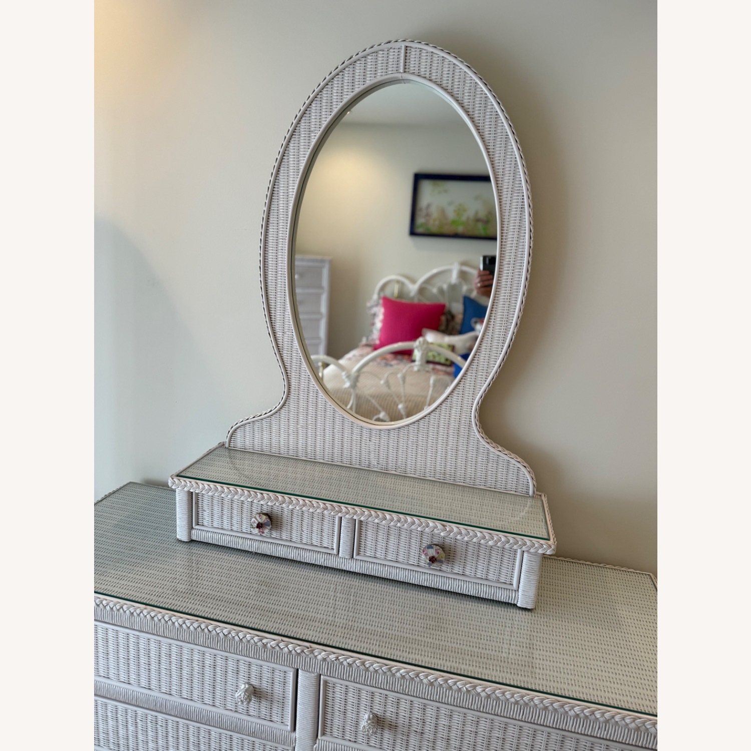 Wicker Mirror with Drawers - image-1