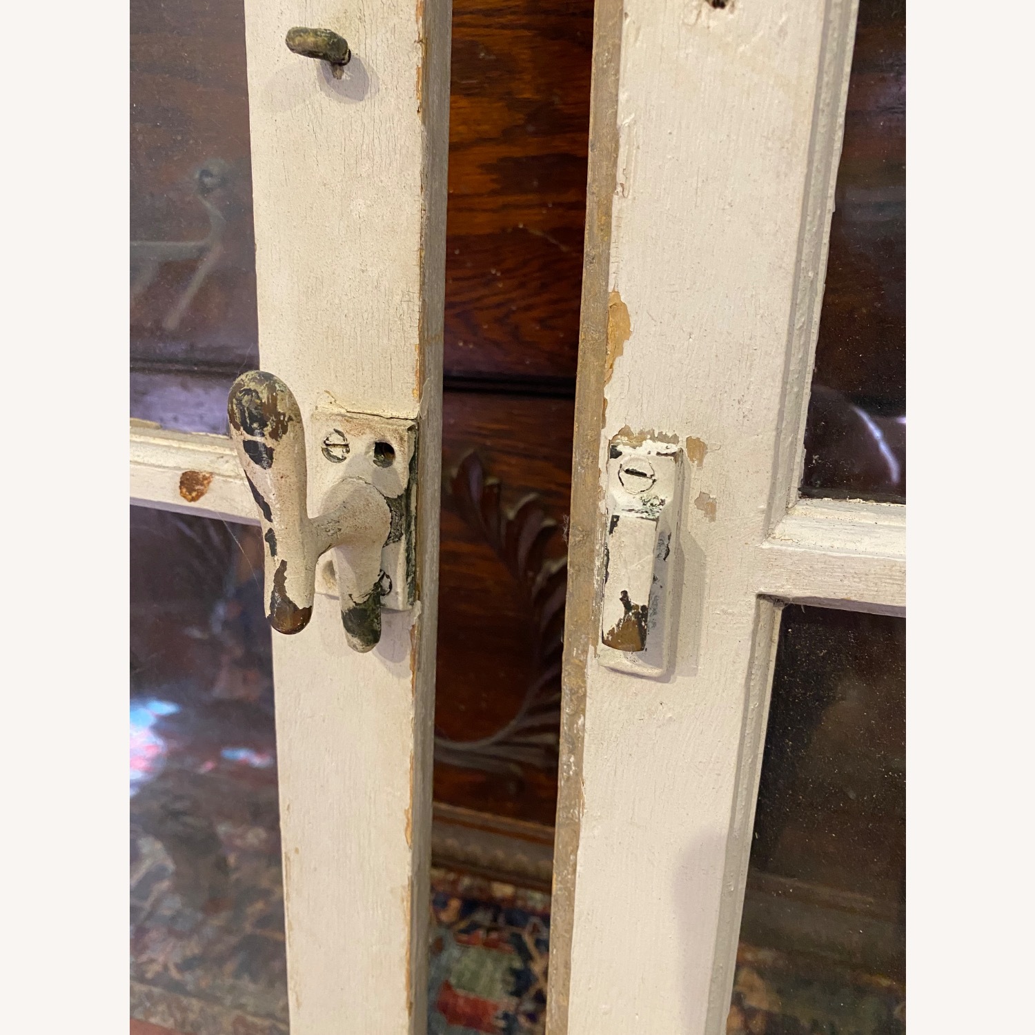 Set Antique Picture Frame Cabinet Windows Chic - image-2