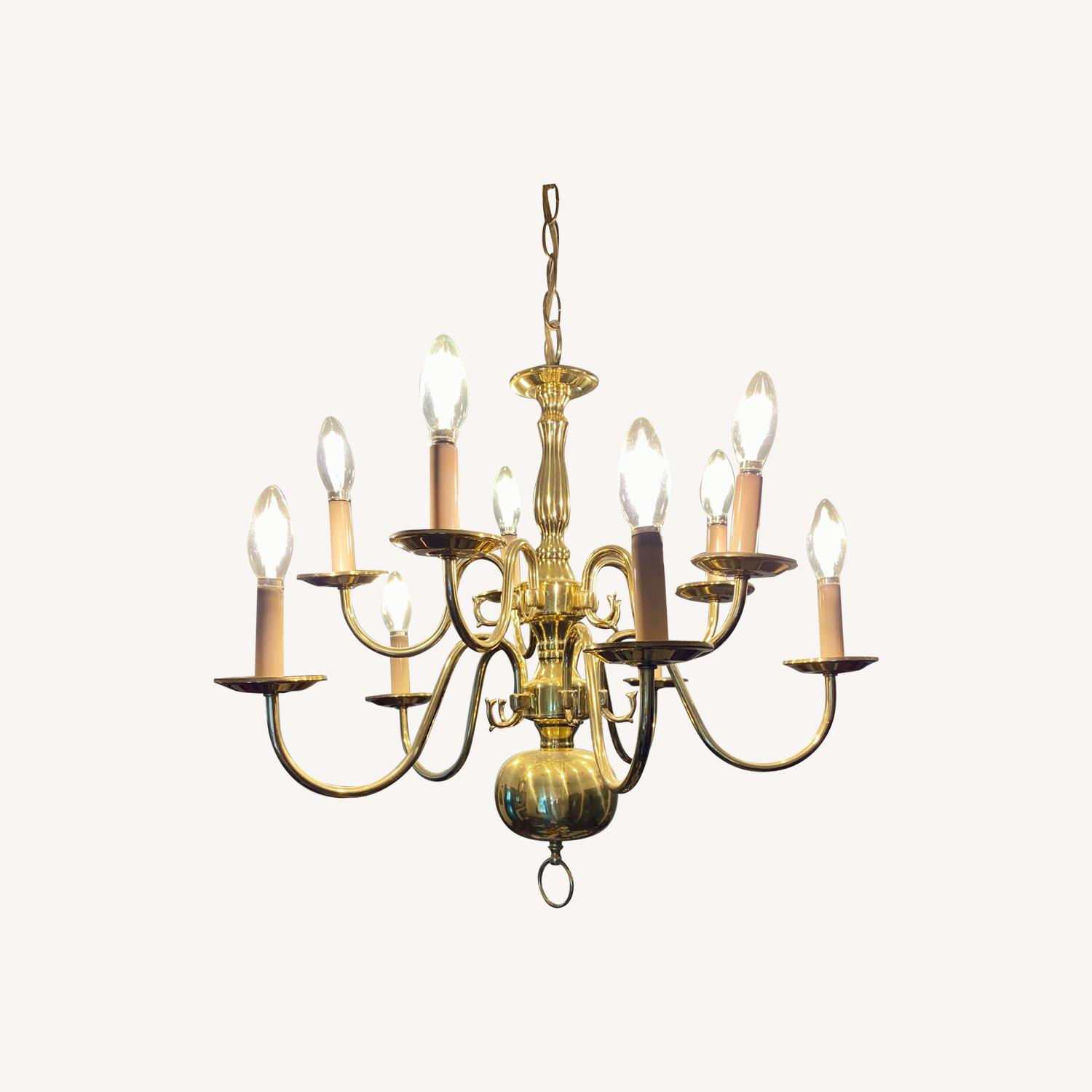 Vintage Antique Brass Chandelier Colonial - image-0