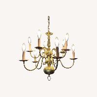 Vintage Antique Brass Chandelier Colonial