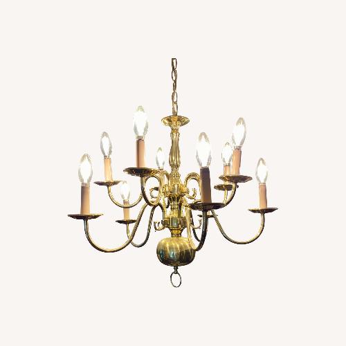Used Vintage Antique Brass Chandelier Colonial for sale on AptDeco