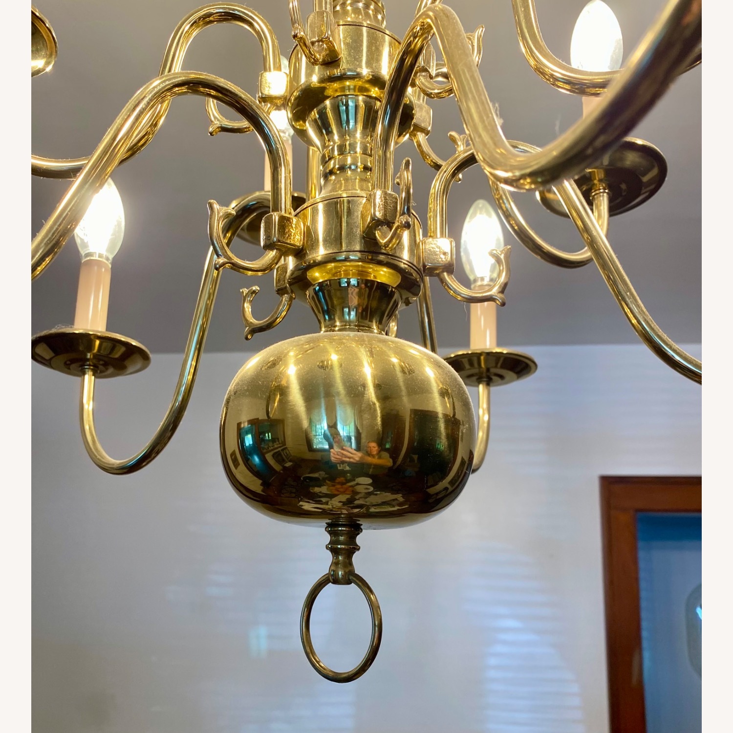 Vintage Antique Brass Chandelier Colonial - image-2