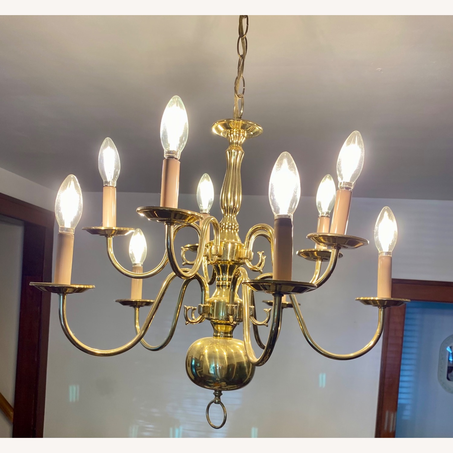 Vintage Antique Brass Chandelier Colonial - image-1