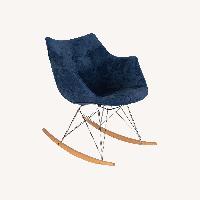 LeisureMod Willow Navy Blue Velvet Rocking Chair