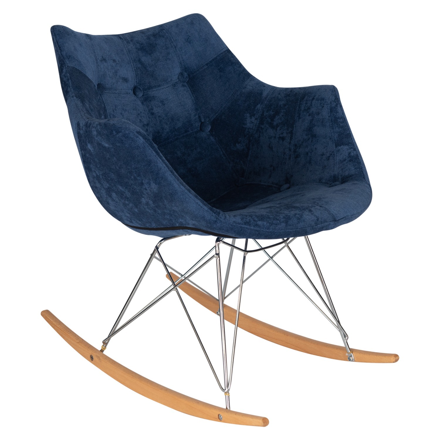 LeisureMod Willow Navy Blue Velvet Rocking Chair - image-2