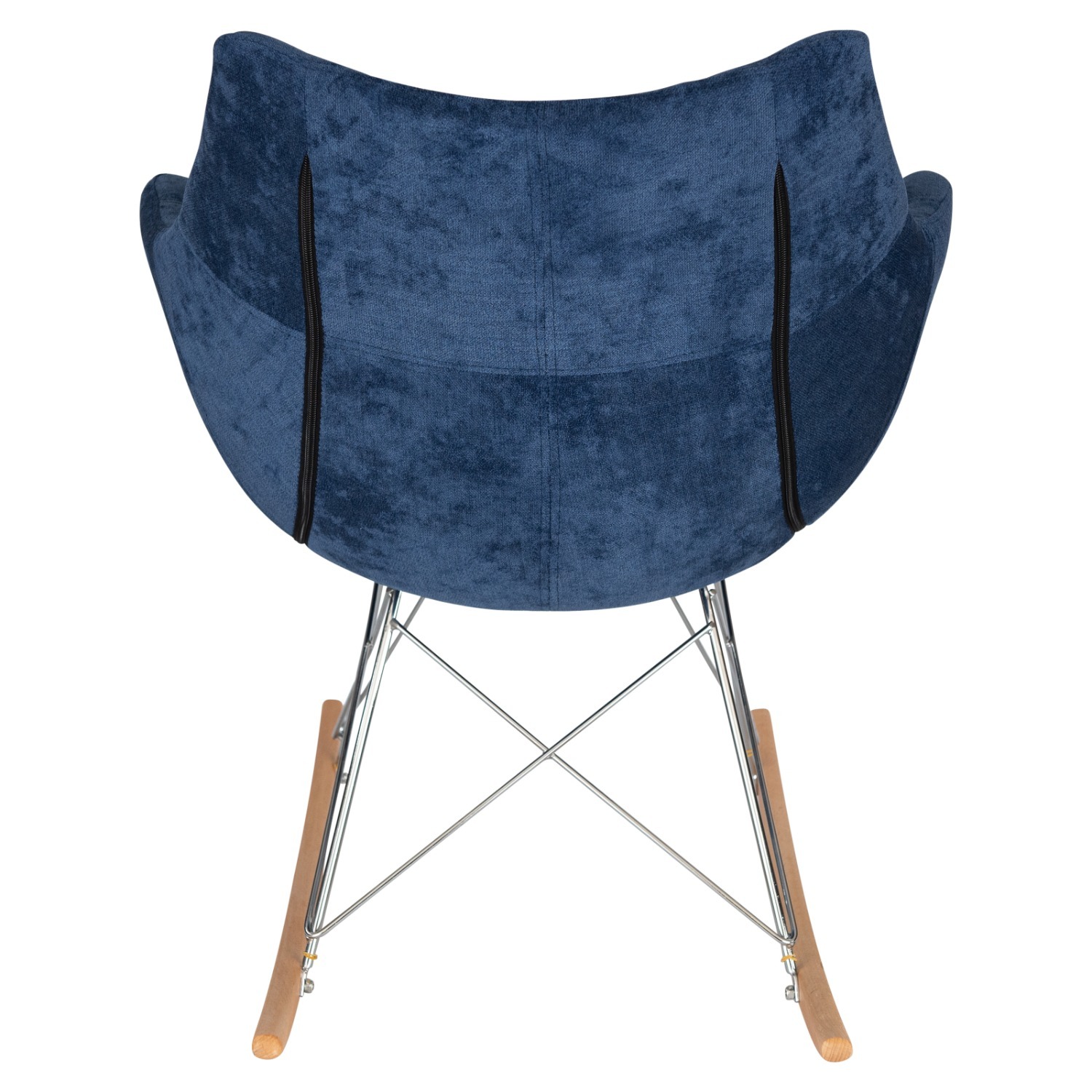 LeisureMod Willow Navy Blue Velvet Rocking Chair - image-5