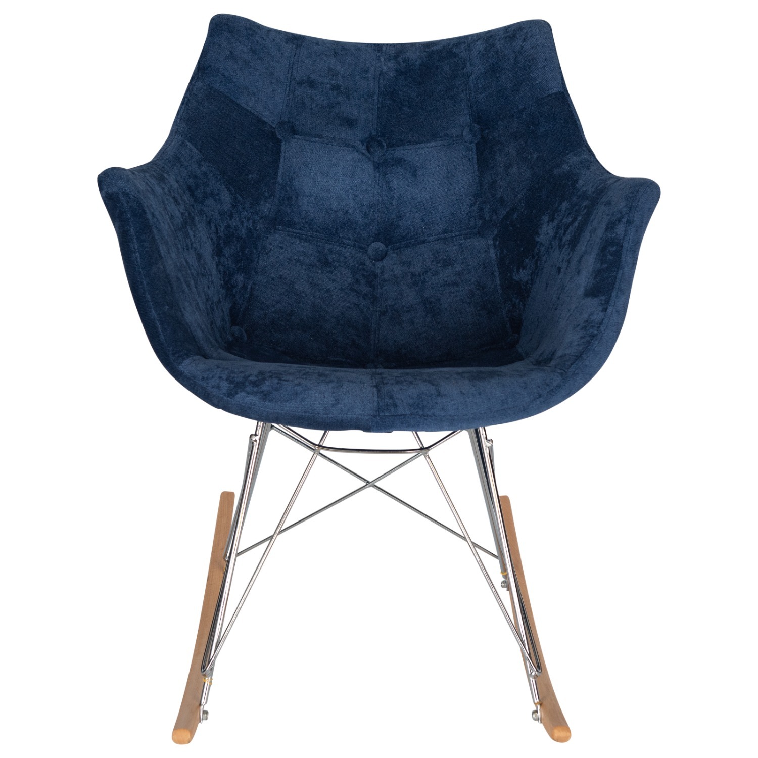 LeisureMod Willow Navy Blue Velvet Rocking Chair - image-3