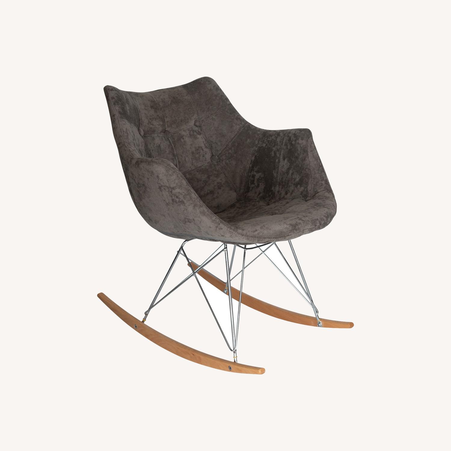 LeisureMod Willow Dark Brown Velvet Rocking Chair - image-0