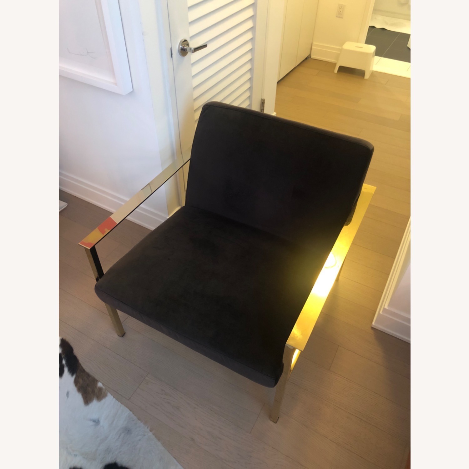 CB2 Cue Black Velvet Armchair - image-3
