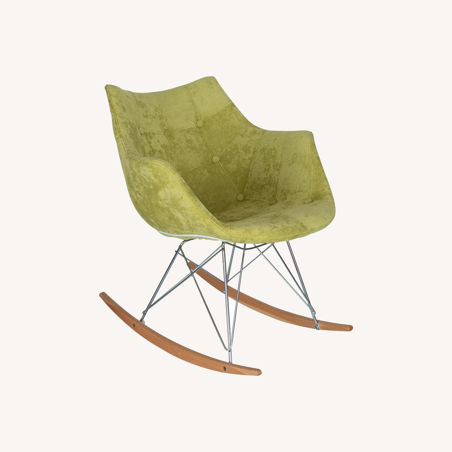 LeisureMod Willow Light Green Velvet Rocking Chair - image-0