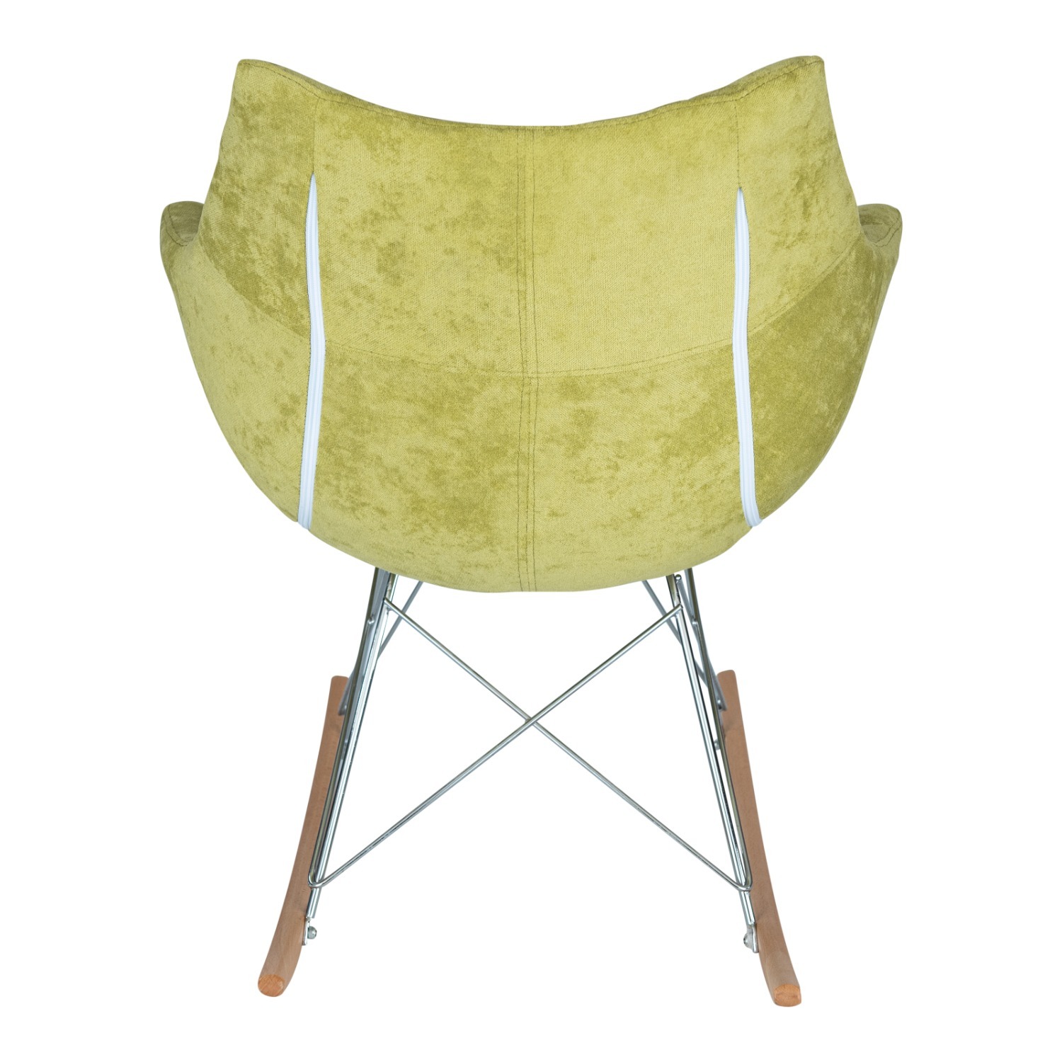 LeisureMod Willow Light Green Velvet Rocking Chair - image-5