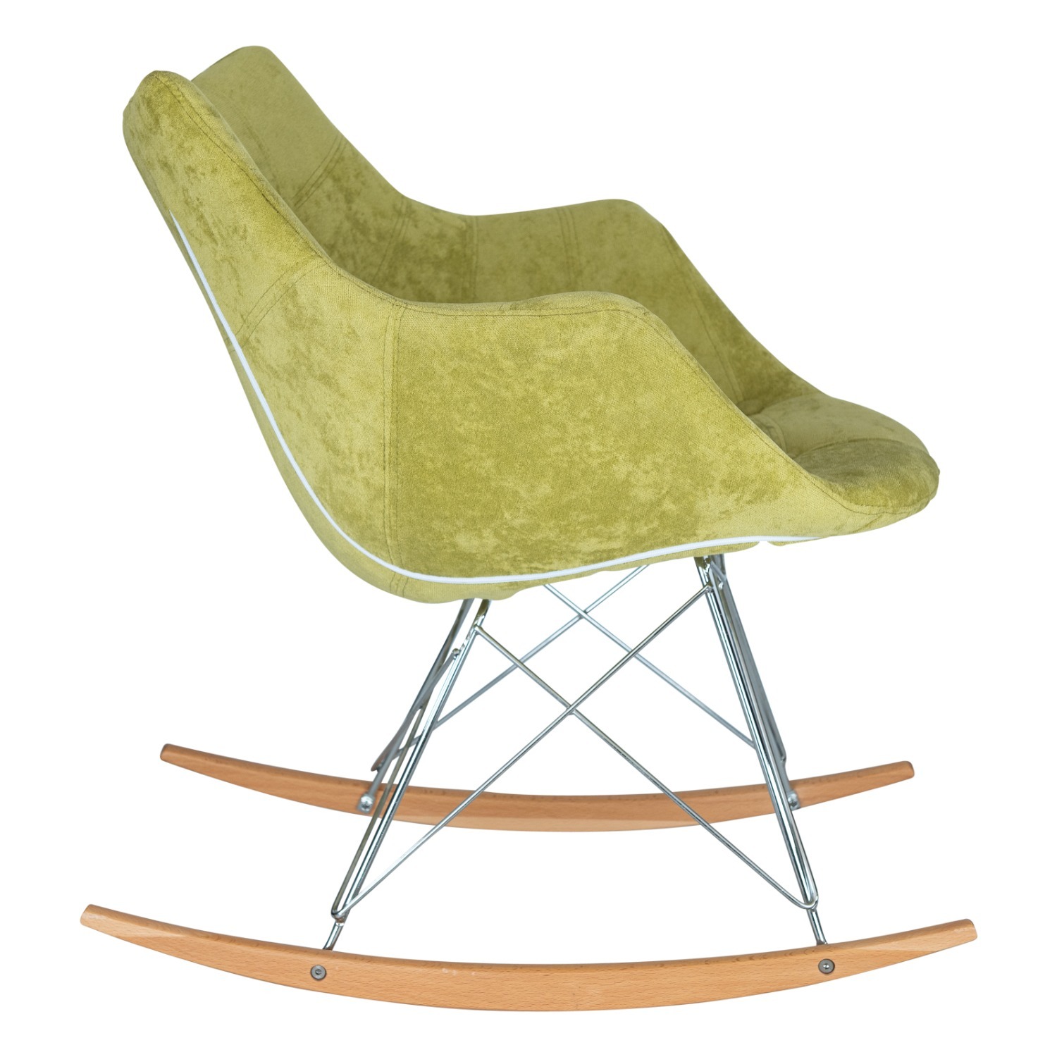 LeisureMod Willow Light Green Velvet Rocking Chair - image-4