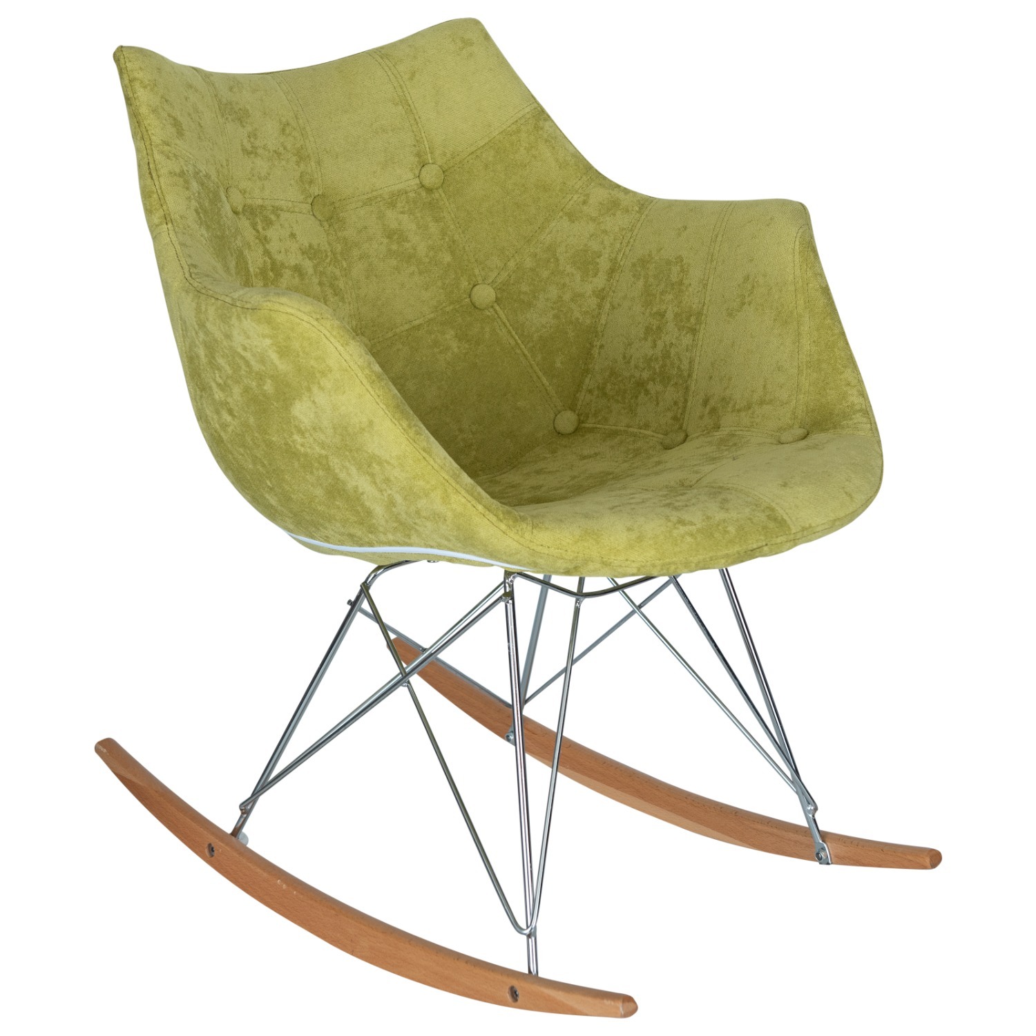 LeisureMod Willow Light Green Velvet Rocking Chair - image-1