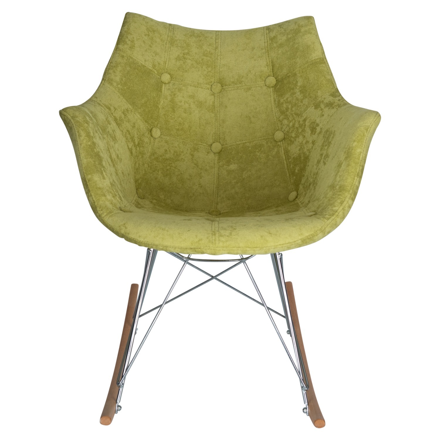 LeisureMod Willow Light Green Velvet Rocking Chair - image-3