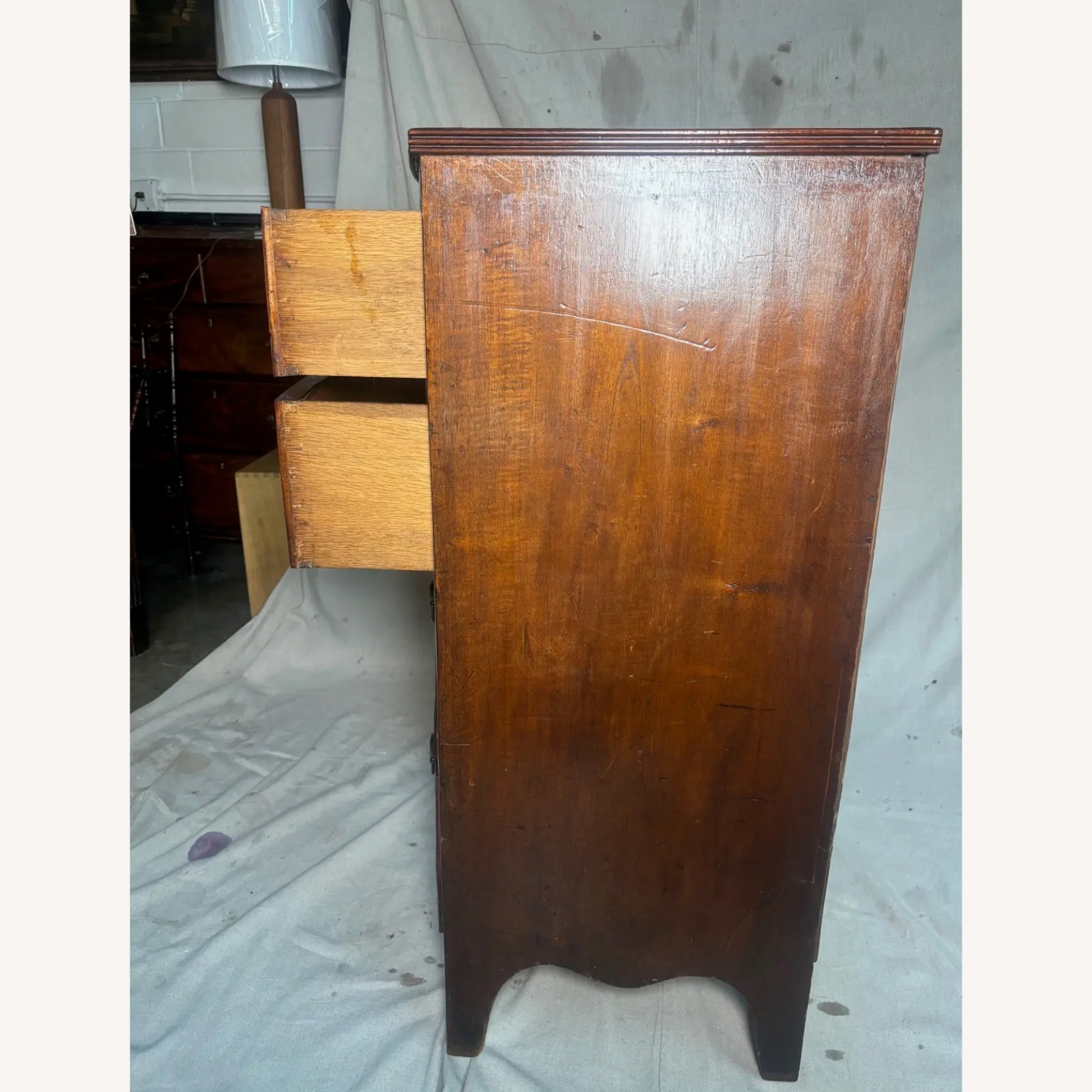 Georgian Bow Chested Chest of Drawers - image-4