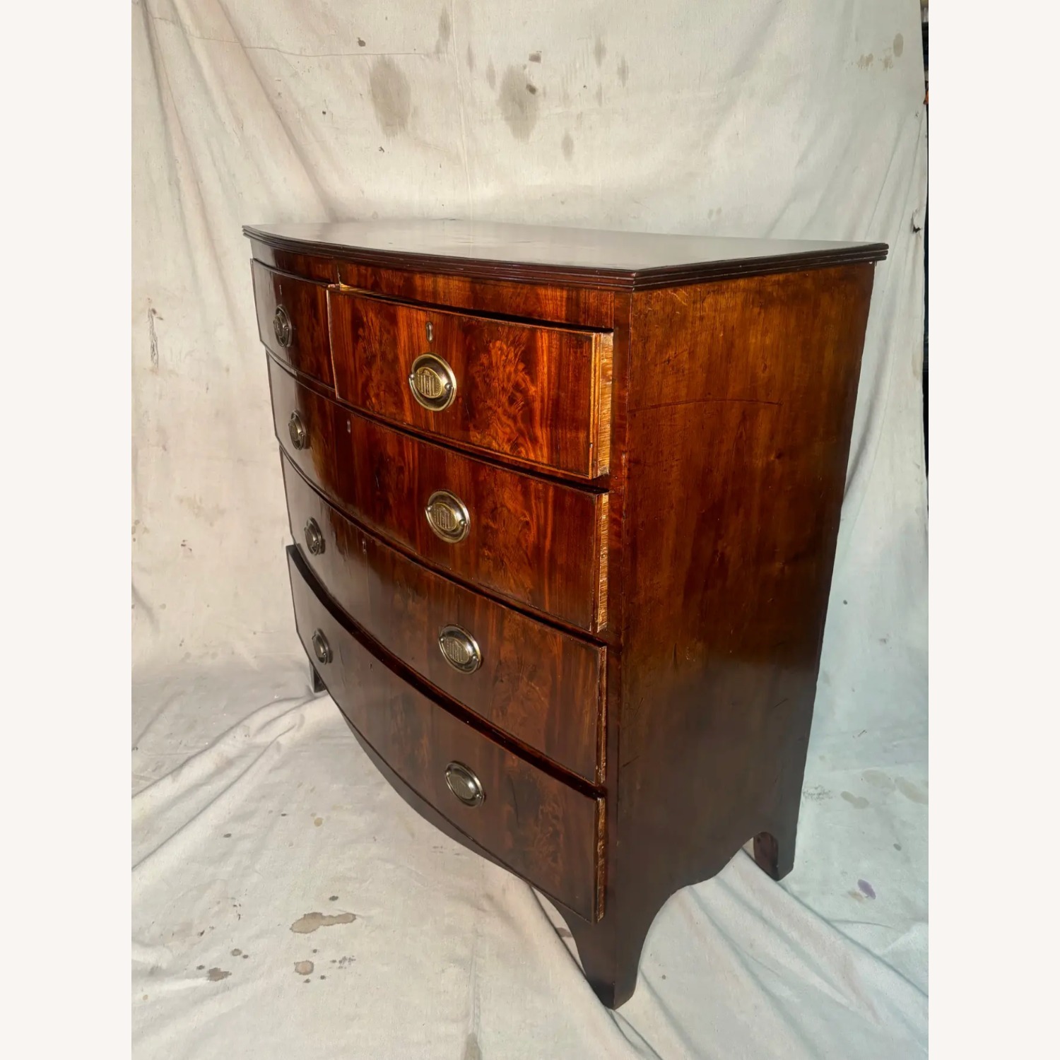 Georgian Bow Chested Chest of Drawers - image-3