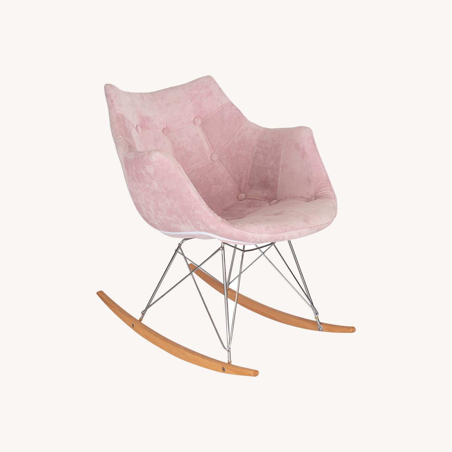 LeisureMod Willow Pink Velvet Rocking Chair - image-0