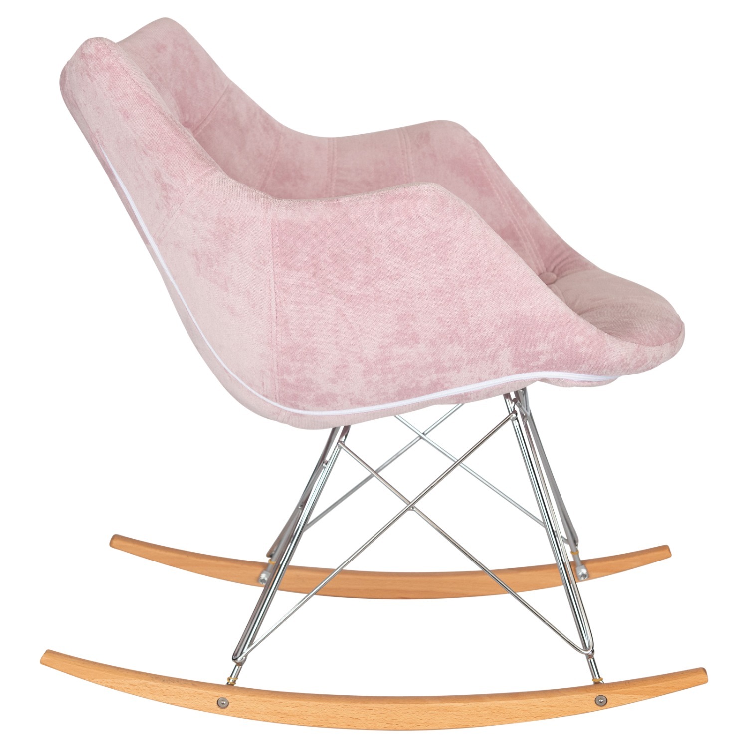 LeisureMod Willow Pink Velvet Rocking Chair - image-4