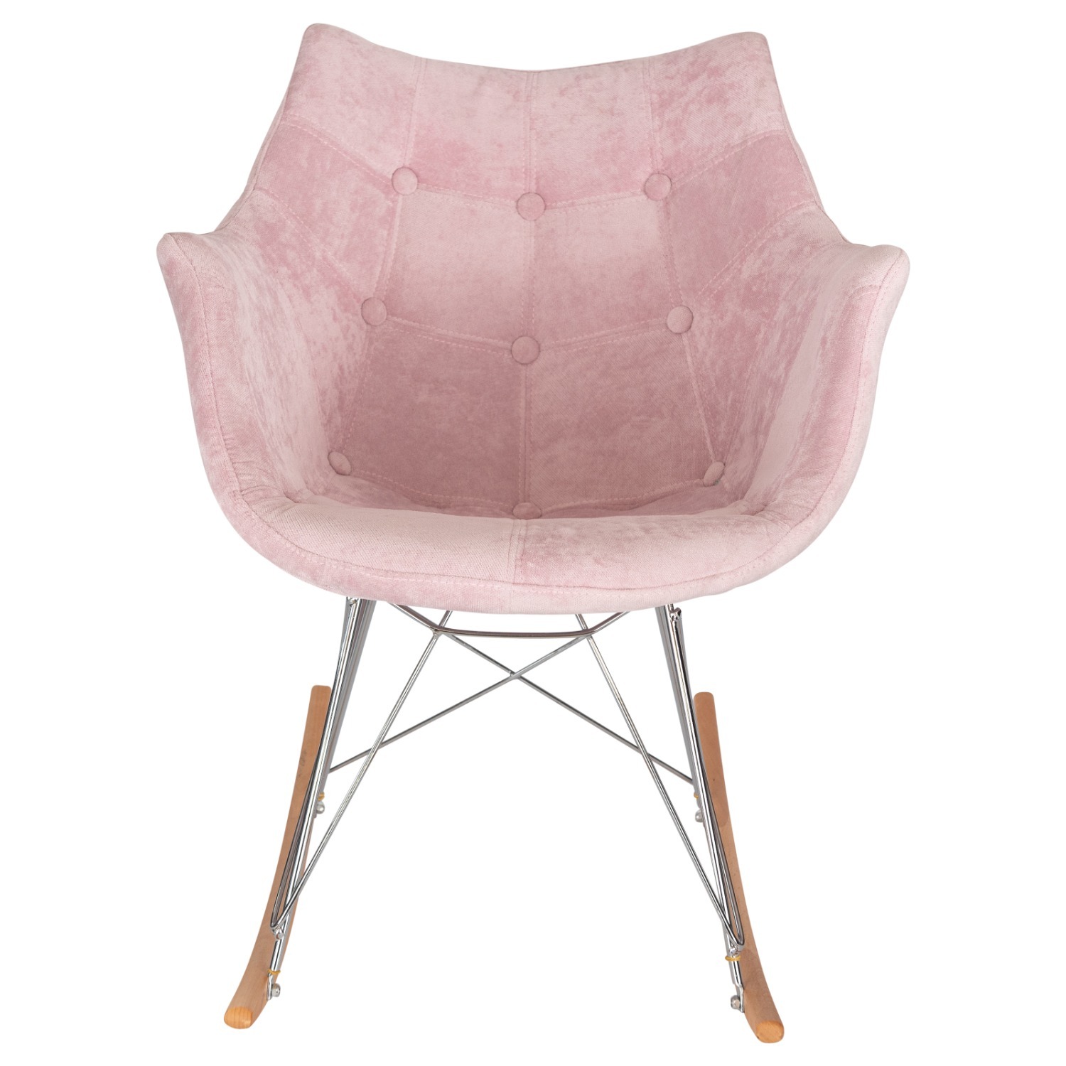 LeisureMod Willow Pink Velvet Rocking Chair - image-3