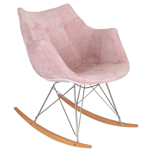 Used LeisureMod Willow Pink Velvet Rocking Chair for sale on AptDeco