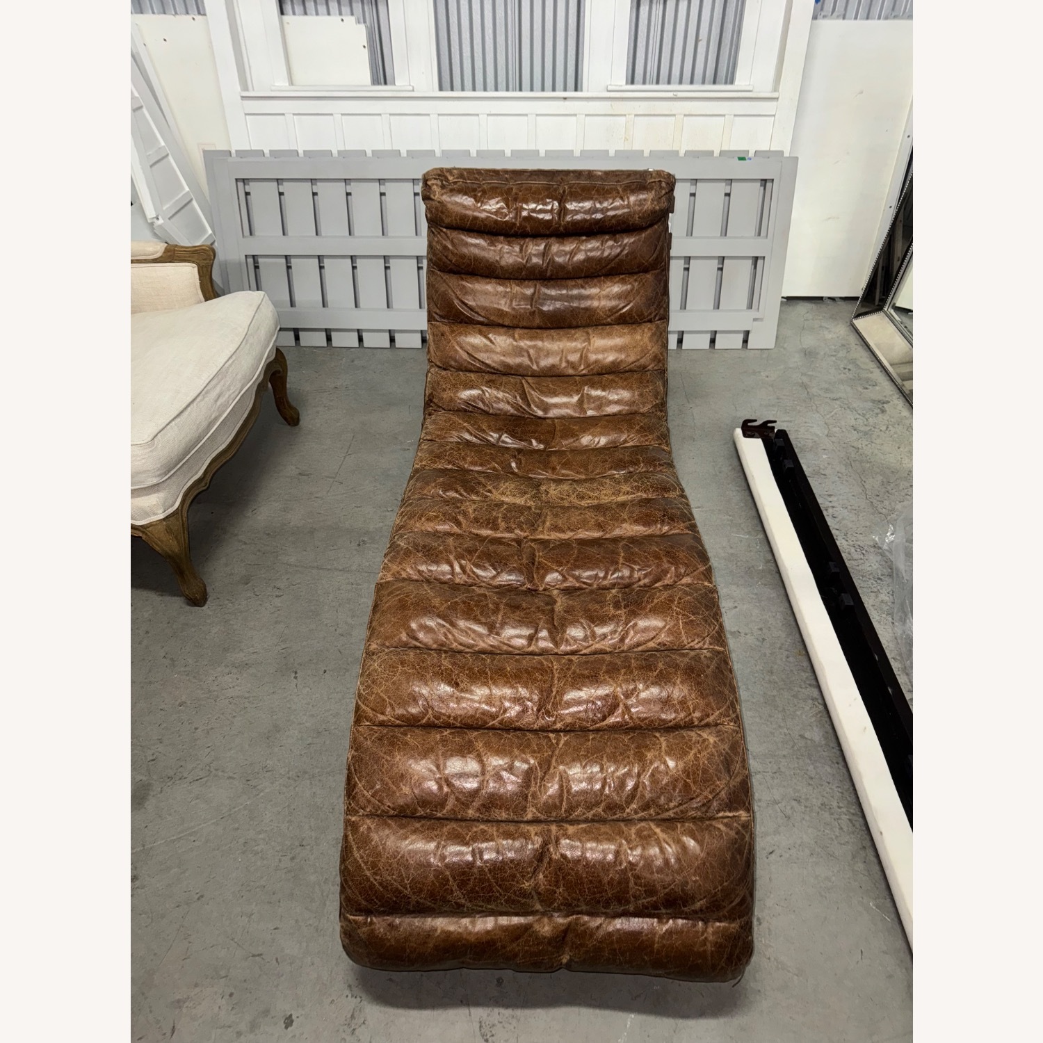 Restoration Hardware Oviedo Leather Chaise - image-3